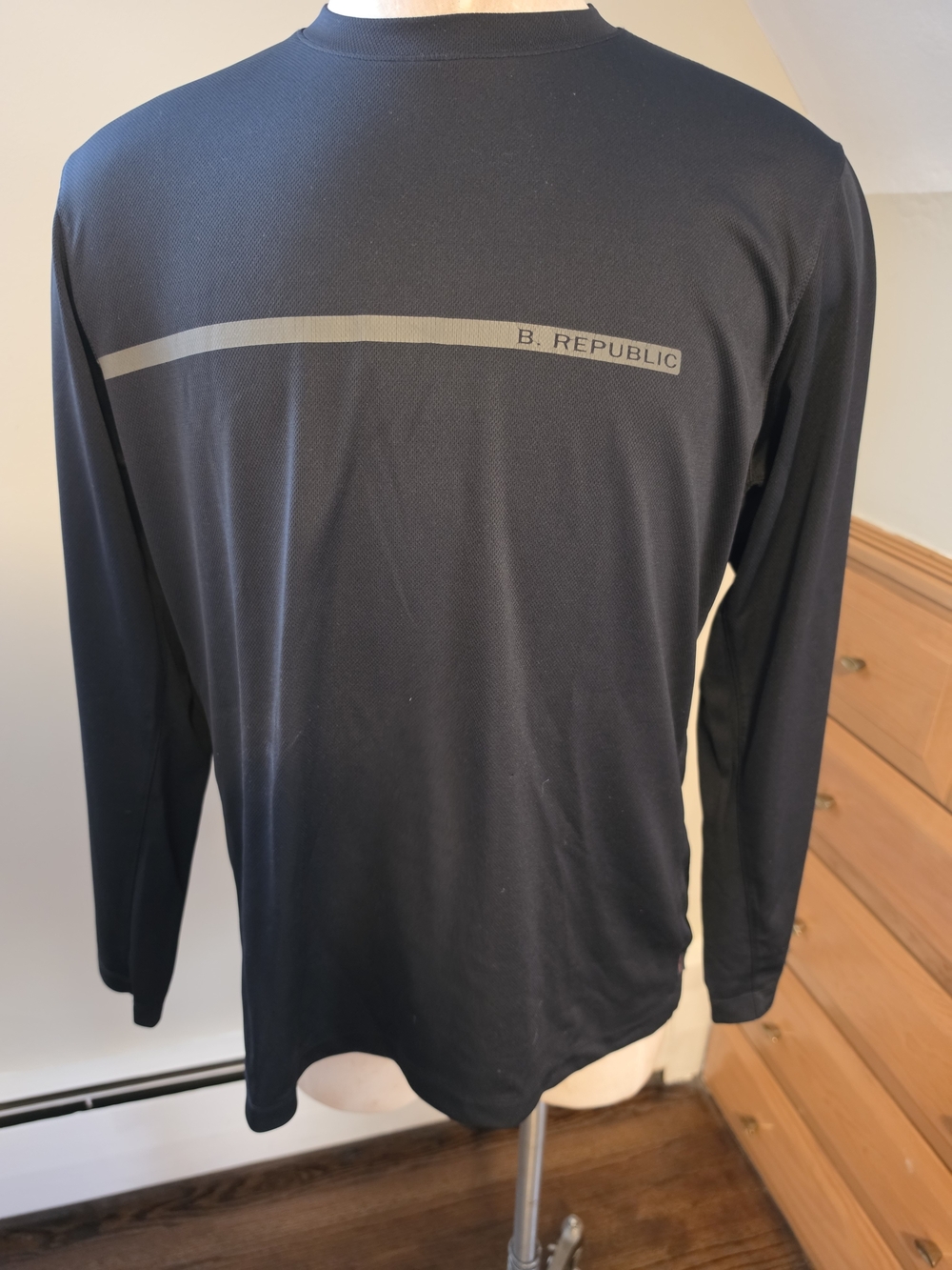 Banana Republic Black Long-Sleeve Shirt with Gray Stripe